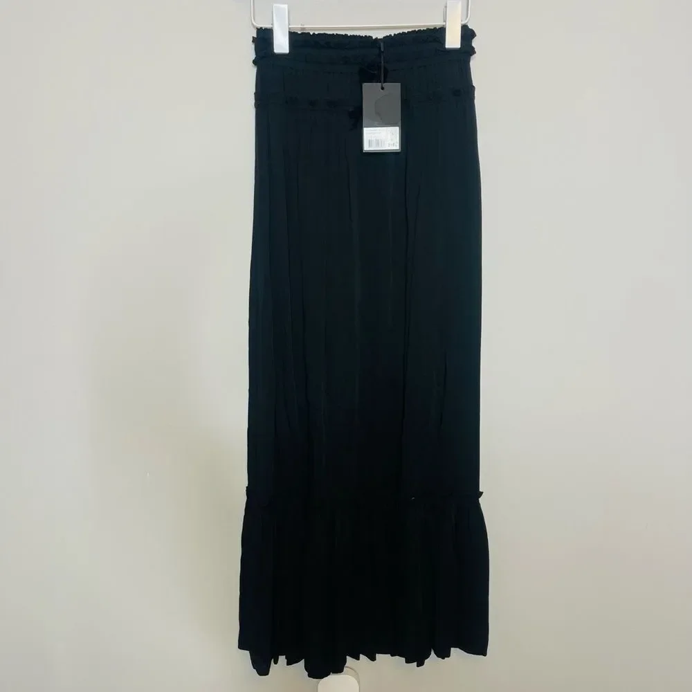 $215 The Kooples Shirred Maxi Skirt Bow Detail NWT - Picture 8 of 11